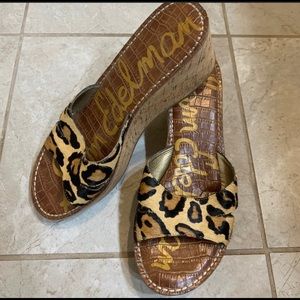 Leopard print Sam Edelman wedges, size 9